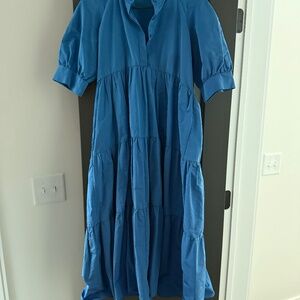 Blue Zara tiered midi dress size M